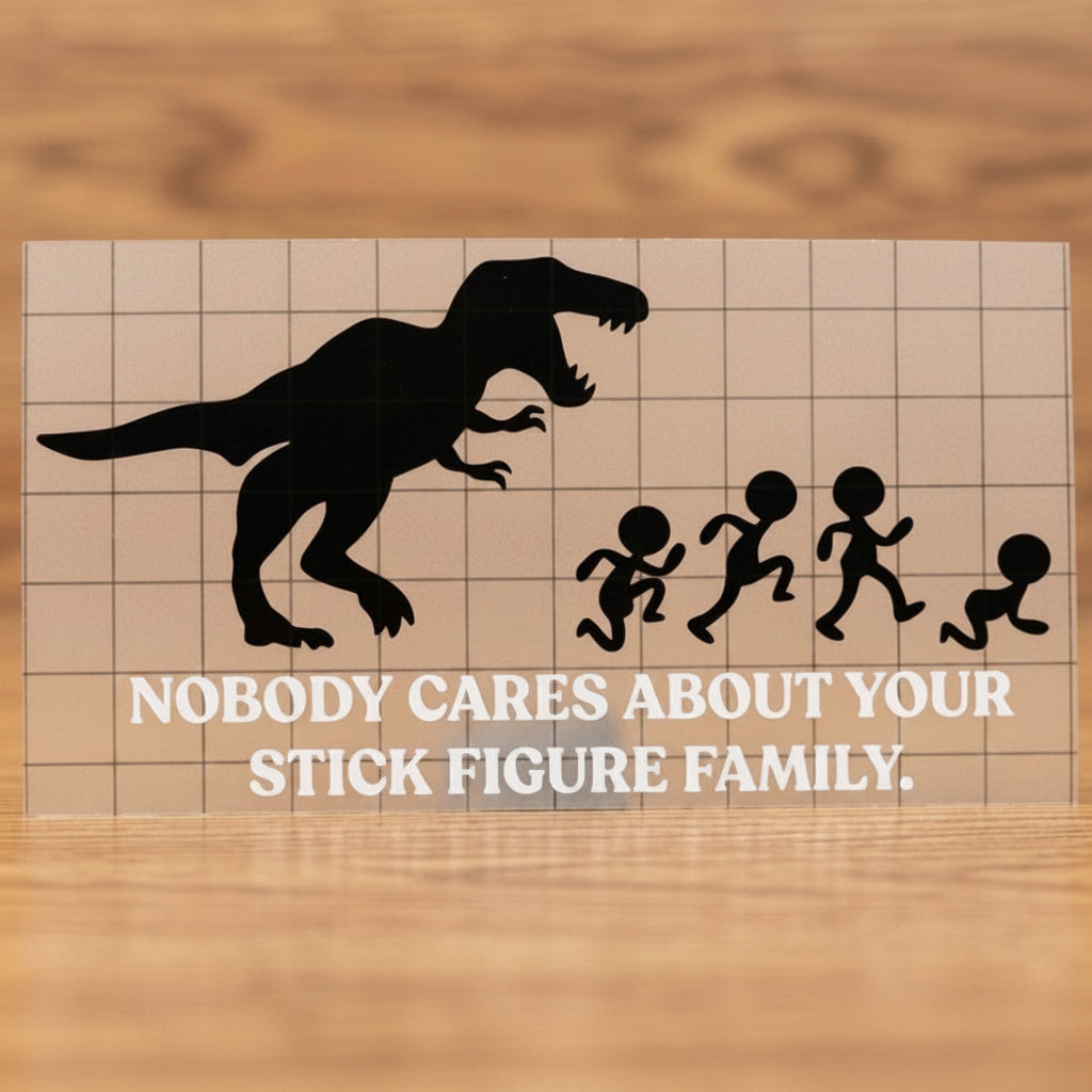 T-Rex "Nobody Cares" Stick Figure Decal