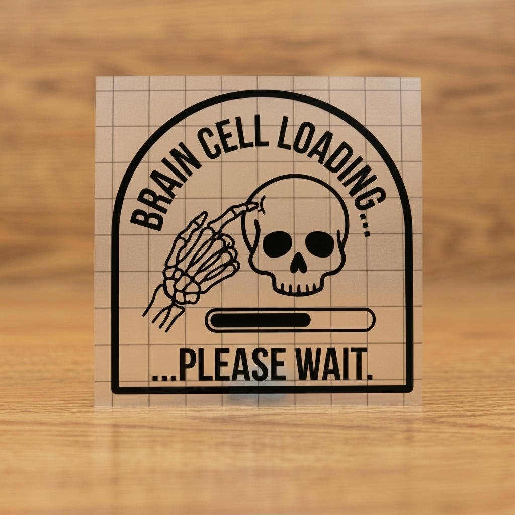 "BRAIN CELL LOADING" Skeleton Decal