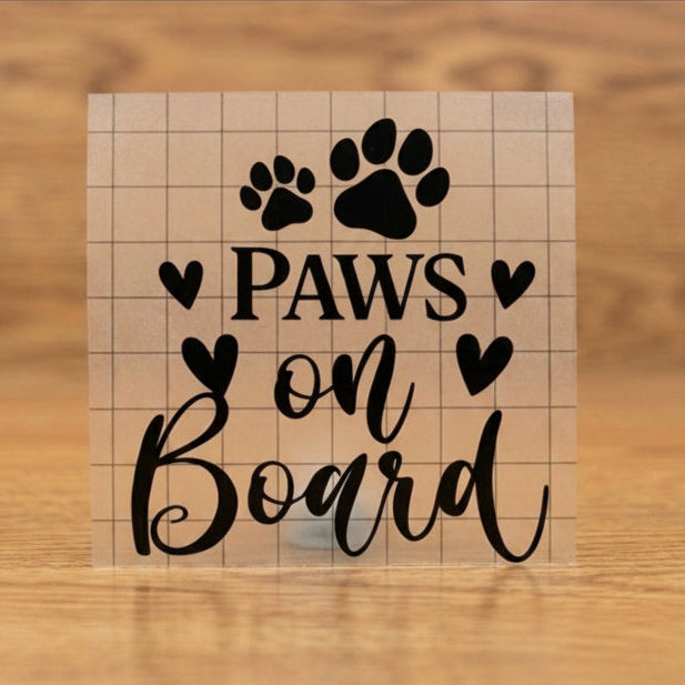 "Paws On Board" Floral Hearts Decal